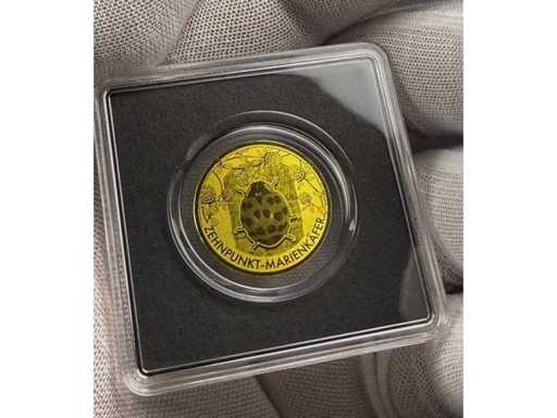 Exklusive 1/500 oz Feingoldmünze „Zehnpunkt-Marienkäfer“ aus 999 Fine Gold mit detailreicher Naturprägung und edler Sammlerausführung