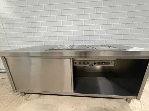 Mobilier de lucru din oțel inoxidabil cu au bain marie încorporat