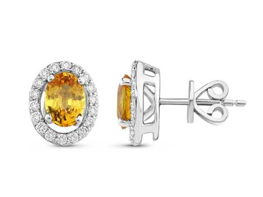 Luxuriöser AAAA Natural Vivid Yellow Saphir-Ohrring 2,45 Karat in 18 karat Weißgold