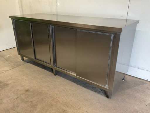 Werkkast RVS - vierdelige schuifdeur