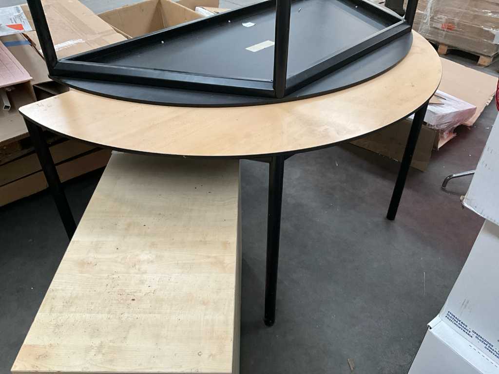 2 various semi-circular tables and chest of drawers