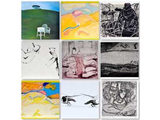 Diverse kunstenaars - Lot van 9 werken op papier 