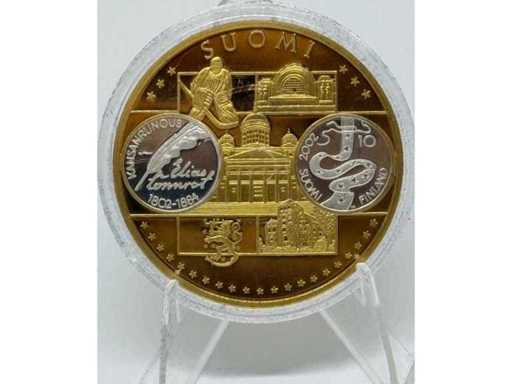 Médaille commémorative en cuivre plaqué or et argent – modèles européens français, diamètre de 40 mm.