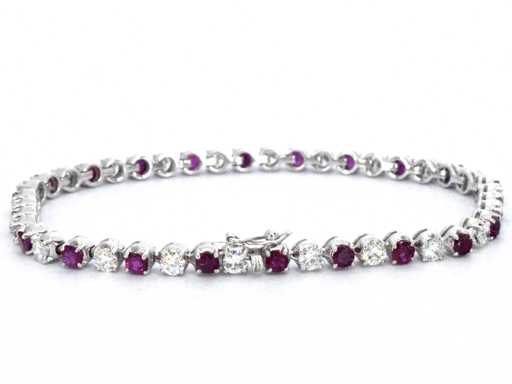 Bracelet de tennis en or 18 carats avec diamants et rubis