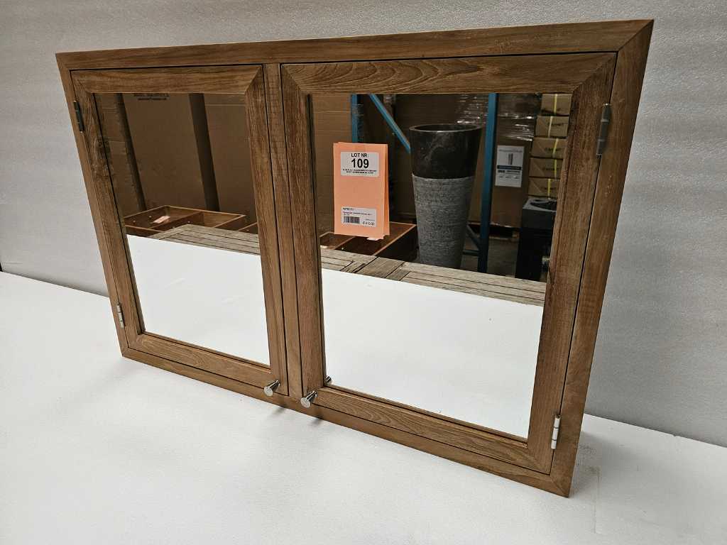 Essential Teak Mirror Cabinet Grenoble 90 x 50cm with 2 Doors