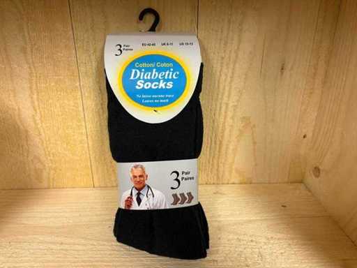 Diabetes Socks Bumbac - Pachet de 3 / Negru (200x)