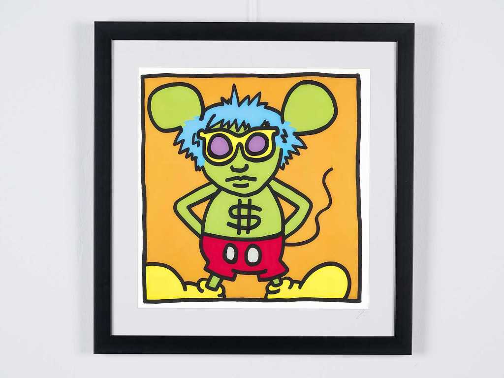 Keith Haring (After) - Andy Mouse Dollar III 1986 - 50x50 cm - Gelimiteerde Oplage 