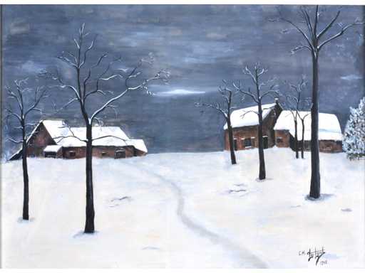 Ch. Tytgat - Farms in the snow - gouache