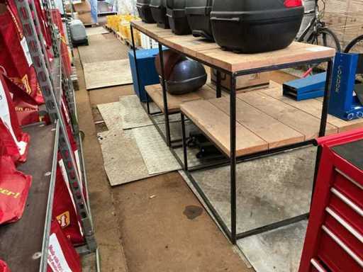 Masă de lucru cu blat din lemn (2x)