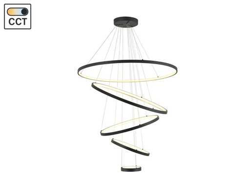 Lampe pendante Orien 20cm&40cm&60cm&80cm&100cm 5 anneaux LED 160W 3CCT(1x)