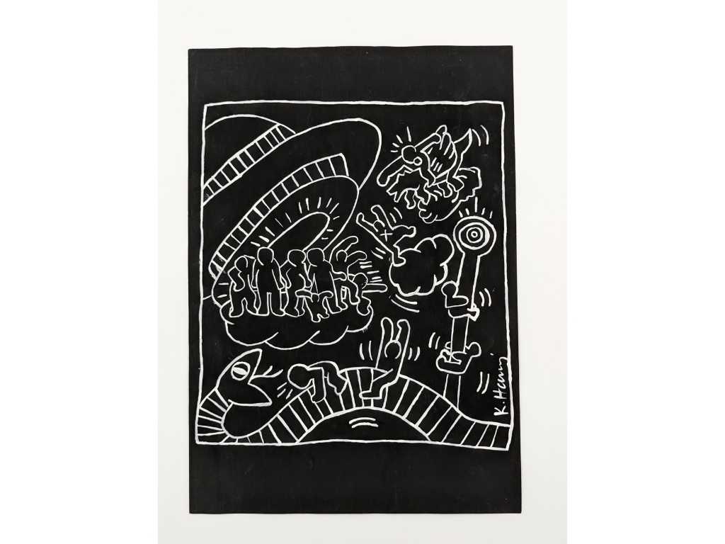 Dessin au feutre Keith Haring de 1982  - Snake