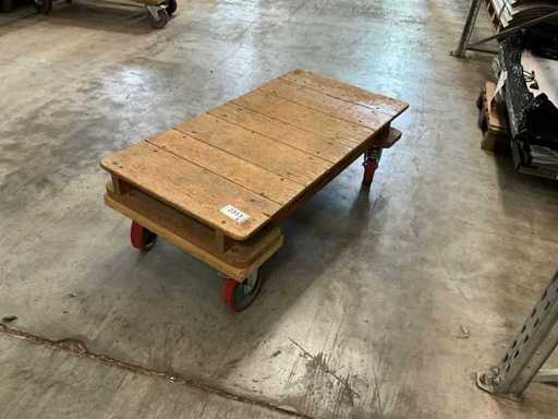 Cărucior de transport pentru depozit pentru 4 roți rotative grele, roți rotative mari de aproximativ 20cm diametru, design greu și stabil de aproximativ 140x70