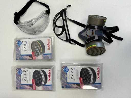 Lunettes de sécurité + demi-masque avec filtres (Busters Safety Products)