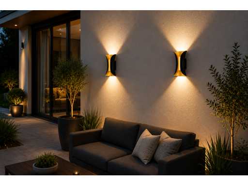 4 x LED Buiten Wandlamp – 10W – 4200K Neutraal Wit - Zwart/Goud – IP65 – MARVEL-10