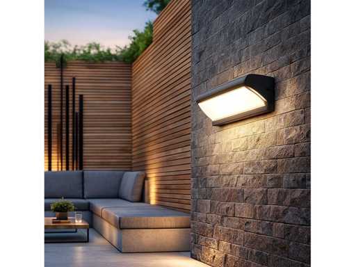 8 x LED Wandlamp – 12W – 3500K Neutraal Wit – IP54 – Zwart – SAW-05
