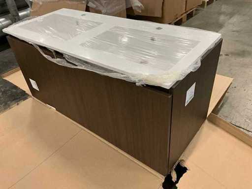 Kivu Badkamerkast met wastafelblad en spiegel