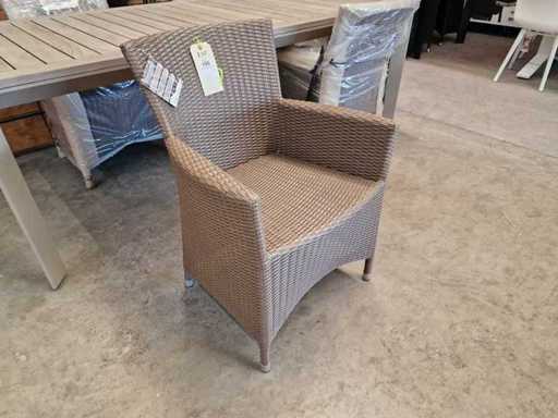 2 x salon de luxe - Fauteuil en osier Sardaigne avec crème à café sur accoudoir