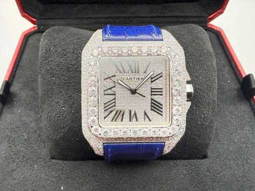 Cartier Santos 100 XL | ICED out with Lab Diamonds | Blue