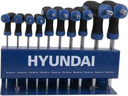 Hyundai 59527 set de chei torx cu mâner în T și 10 piese (64x)