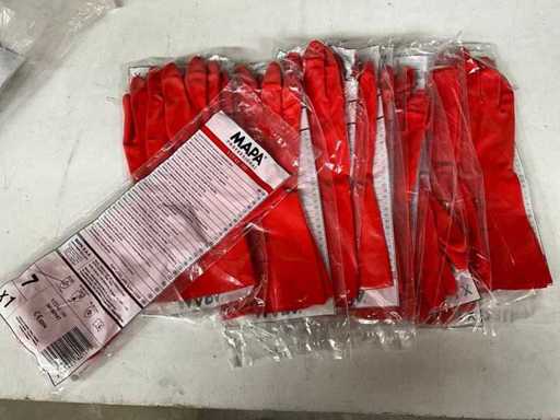 Mapa professional Handschoenen paar van gemengde latex, katoen gevlokt rood (10x)