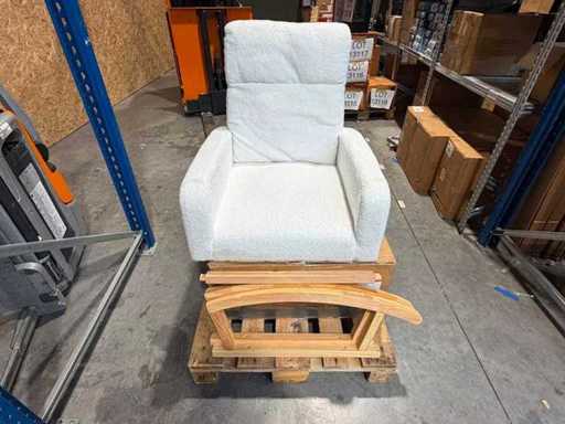 Fauteuil à bascule Bouclé blanc / Fauteuil détente - Lot de retour 13204