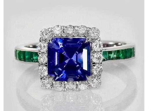 Luxus-Designring Bläulich-Violett Natürlicher Tansanit 2,86 Karat