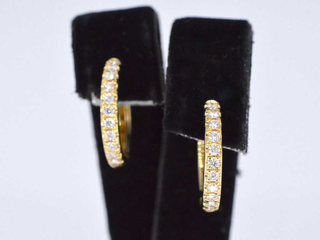 Gold hoop earrings with diamonds
