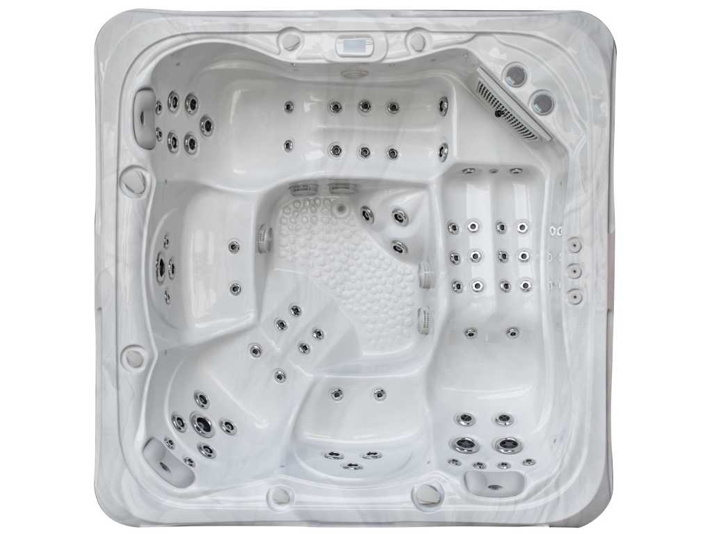 Outdoor Spa 5-person 230x230 cm - Snow white bath / black side - Incl. Wifi & Bluetooth