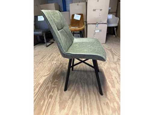 Dining chair (6) max in green leather steel leg 