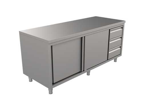 Unninox - Tavolo da lavoro - 2 ante scorrevoli / 3 cassetti - 160cm