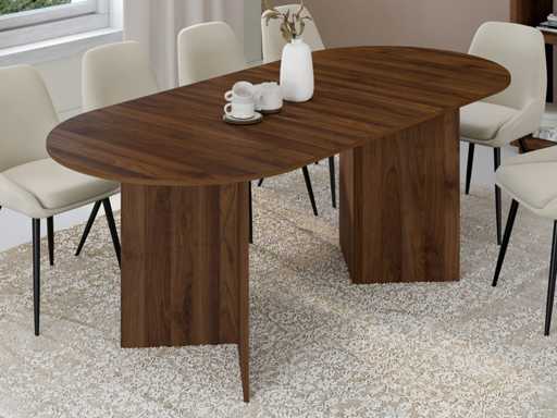 Table à manger extensible 160-200cm effet noyer