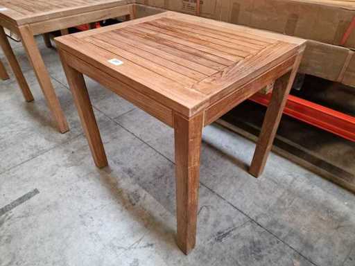 Collection de qualité - Table de jardin en teck françoise 70 x 80 cm avec pieds en blocs de teck