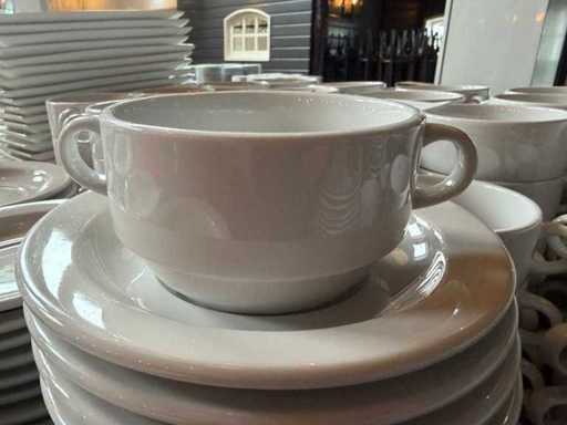 Bol à soupe en porcelaine avec service de soucoupe (124x)