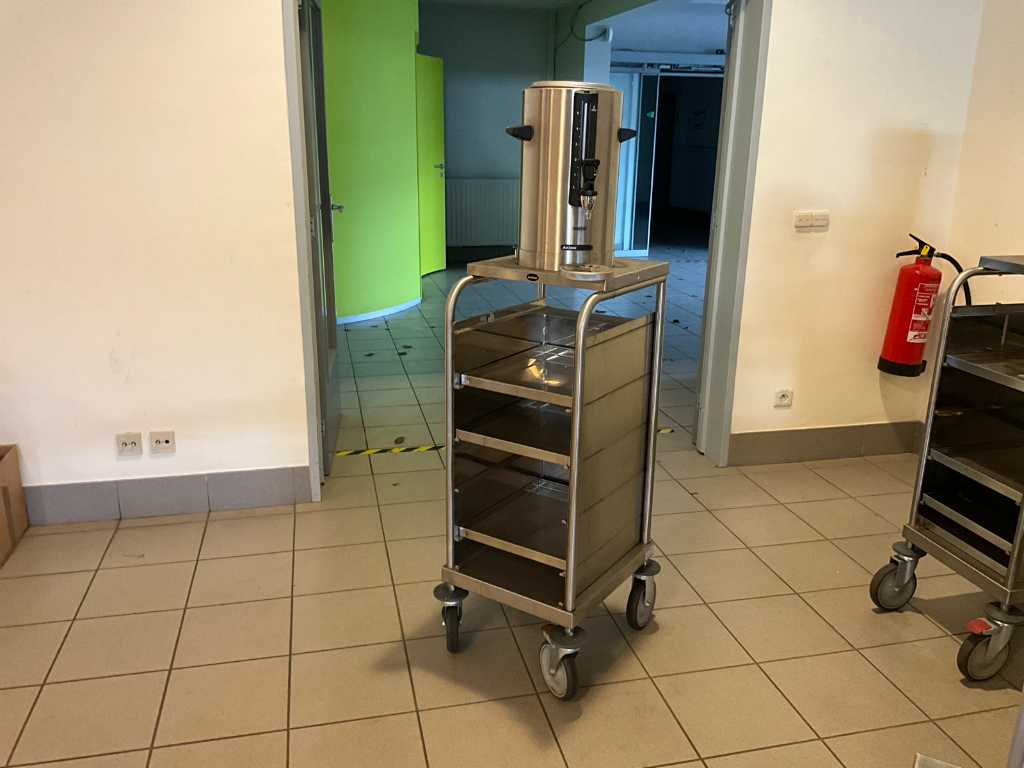 Stainless steel serving trolley with kettle ANIMO