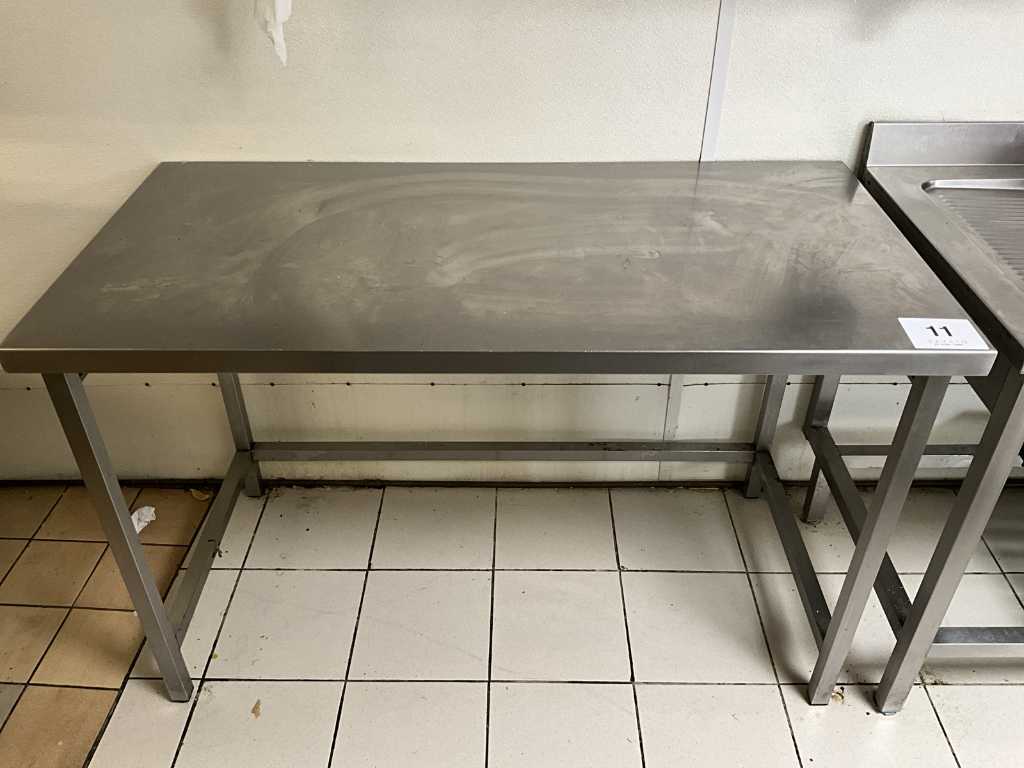Stainless steel work table approx. 140 x 70 x 90cm
