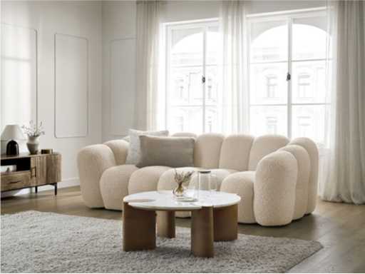 BOBOCHIC - Canapé droit fixe 3 places - Beige