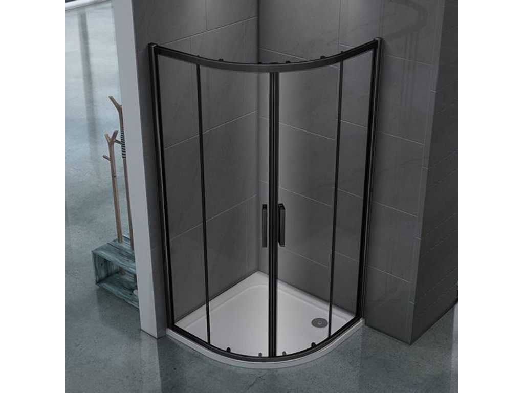 Shower Cabin - 90x90 -Quarter Round - Matt Black - Sliding Door - Corner Entry - Shower Cabin