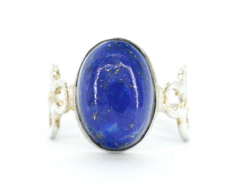 Echte zilveren ring met blauwe edelsteen