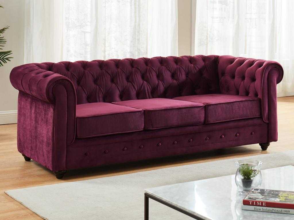 3 Seater Sofa - Purple Velvet