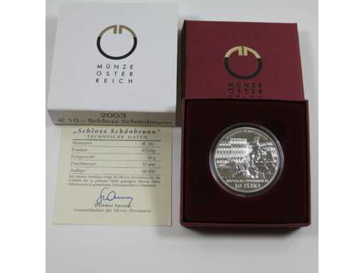 Austria 10 Euro 2003 Zilveren Proof Schönbrunn Paleis