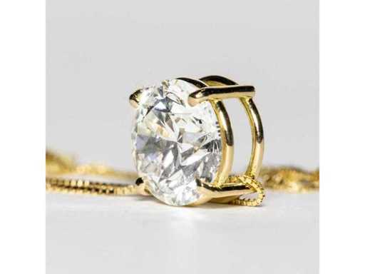 18 Karaat geelgouden ketting met 3,00 ct. diamant