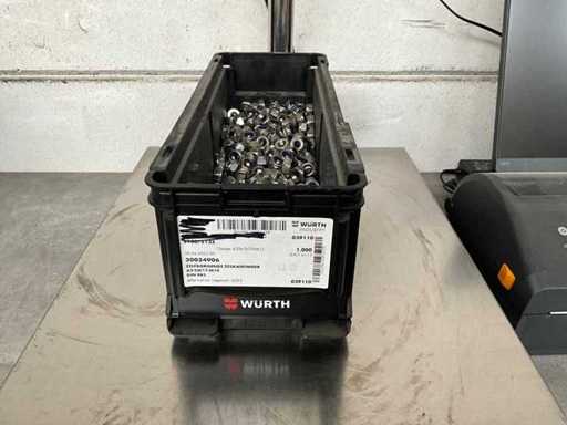 Würth 7.24 kg Zelfborgende zeskant moer M10 in stapelbare bak