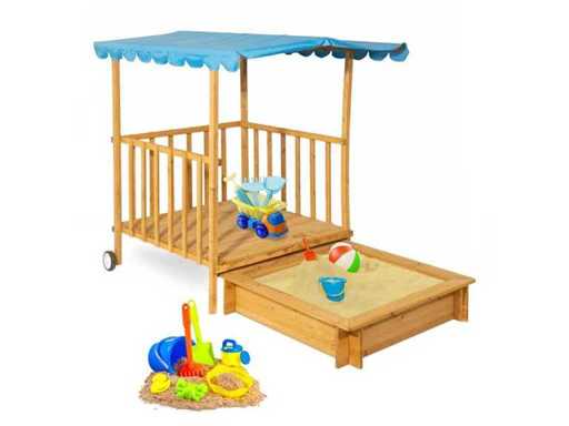 MaxxGarden Sandbox with mobile play veranda 20272 - With sunroof - Coverable