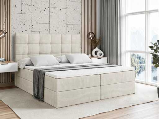 Box spring bed 180x200 - matras - matrastopper - borst - beige fluweel