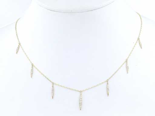 14 KT Yellow Gold Necklace With Natural Diamond Pendant