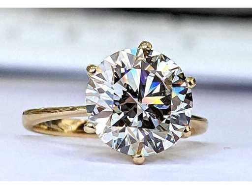 18 Karaat geelgouden ring met 3,02 ct. diamant