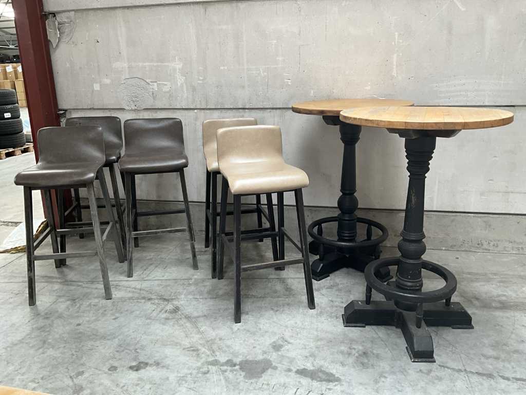 5 different bar chairs + 2 different standing tables
