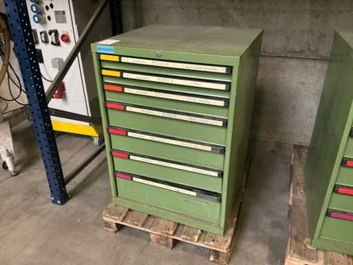 Drawer cabinet with spare parts