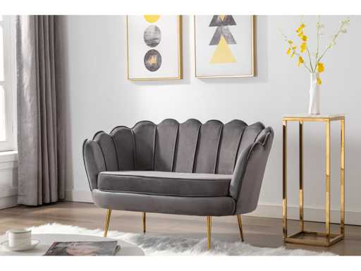 2-zits shell sofa in antracietfluweel door Pascal Morabito