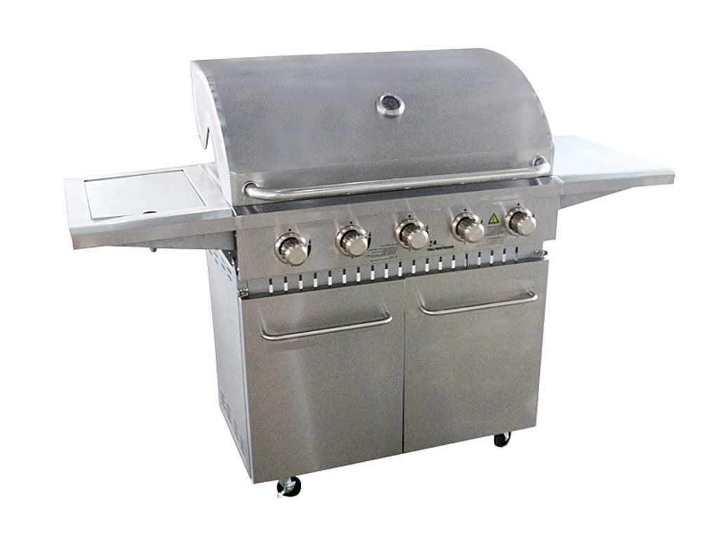 Barbecue à gaz en acier inoxydable - 5 brûleurs avec brûleur latéral